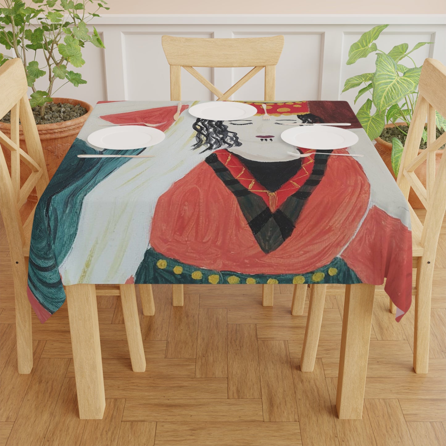 Cultural Art Tablecloth - Vibrant Decorative Table Cover for Home Decor & Celebrations