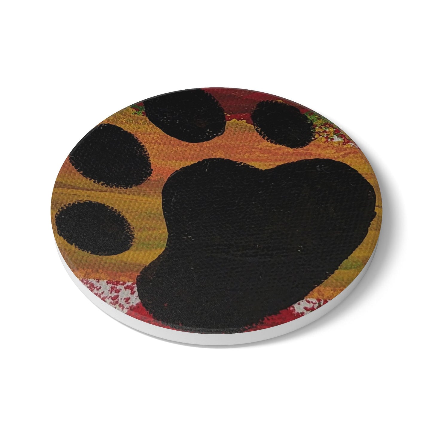 Paw Print Ceramic Coaster - Colorful Dog & Cat Lover Gift