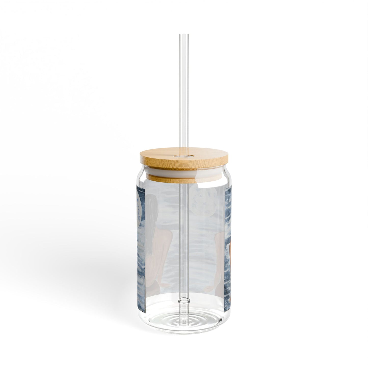 Serene Moonlit Sipper Glass - 16oz with Bamboo Lid - Perfect for Relaxation & Gifts