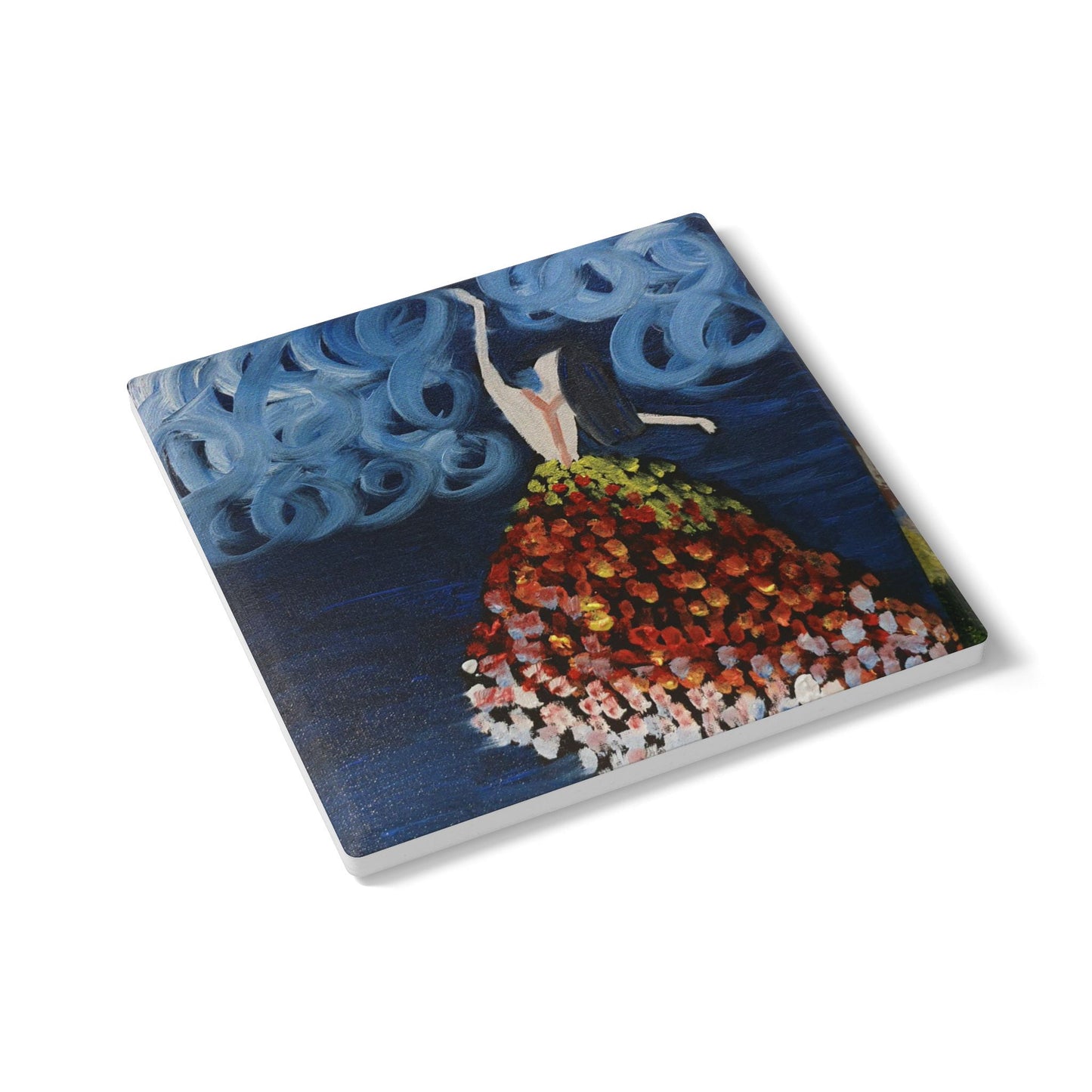 Artistic Floral Ceramic Coaster - Elegant Home Decor & Gift