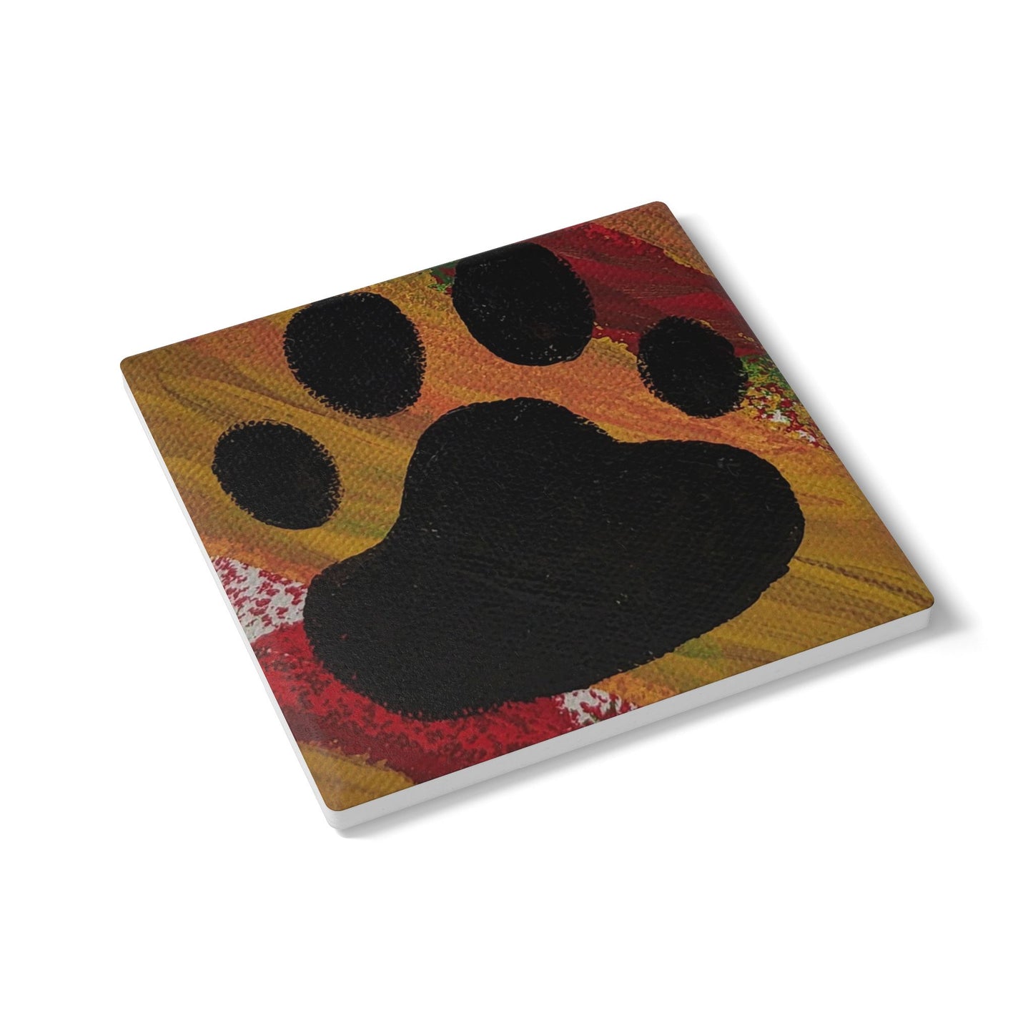 Paw Print Ceramic Coaster - Colorful Dog & Cat Lover Gift