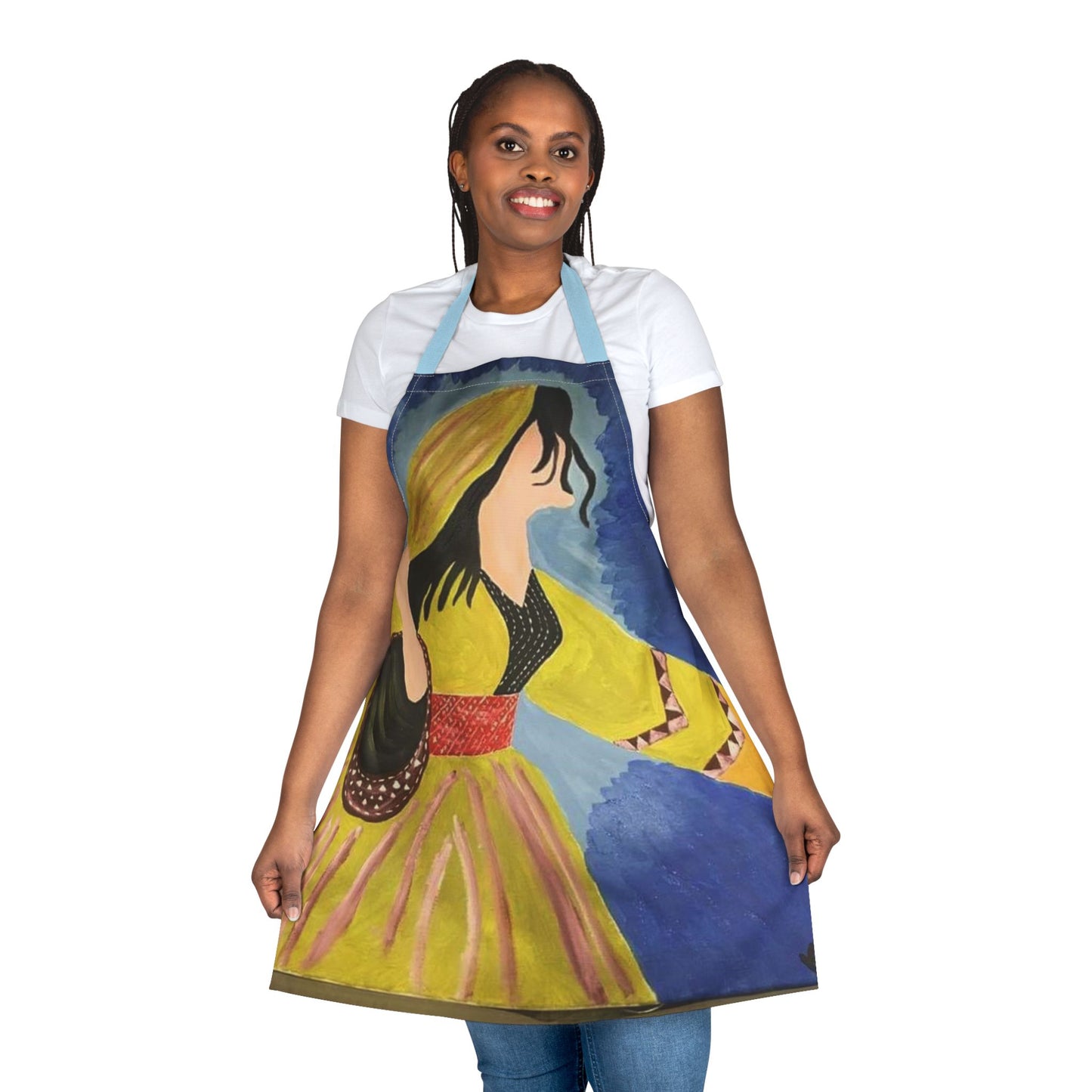 Bohemian Art Apron with 5-Color Straps - Unique Kitchen Accessory for Cooking & Baking