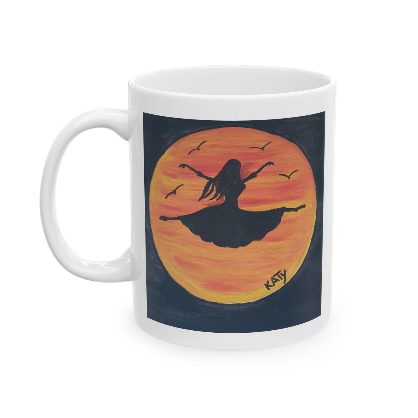 Dancing Girl Ceramic Mug - 11oz & 15oz | Spooky Coffee Cup for Celebrations
