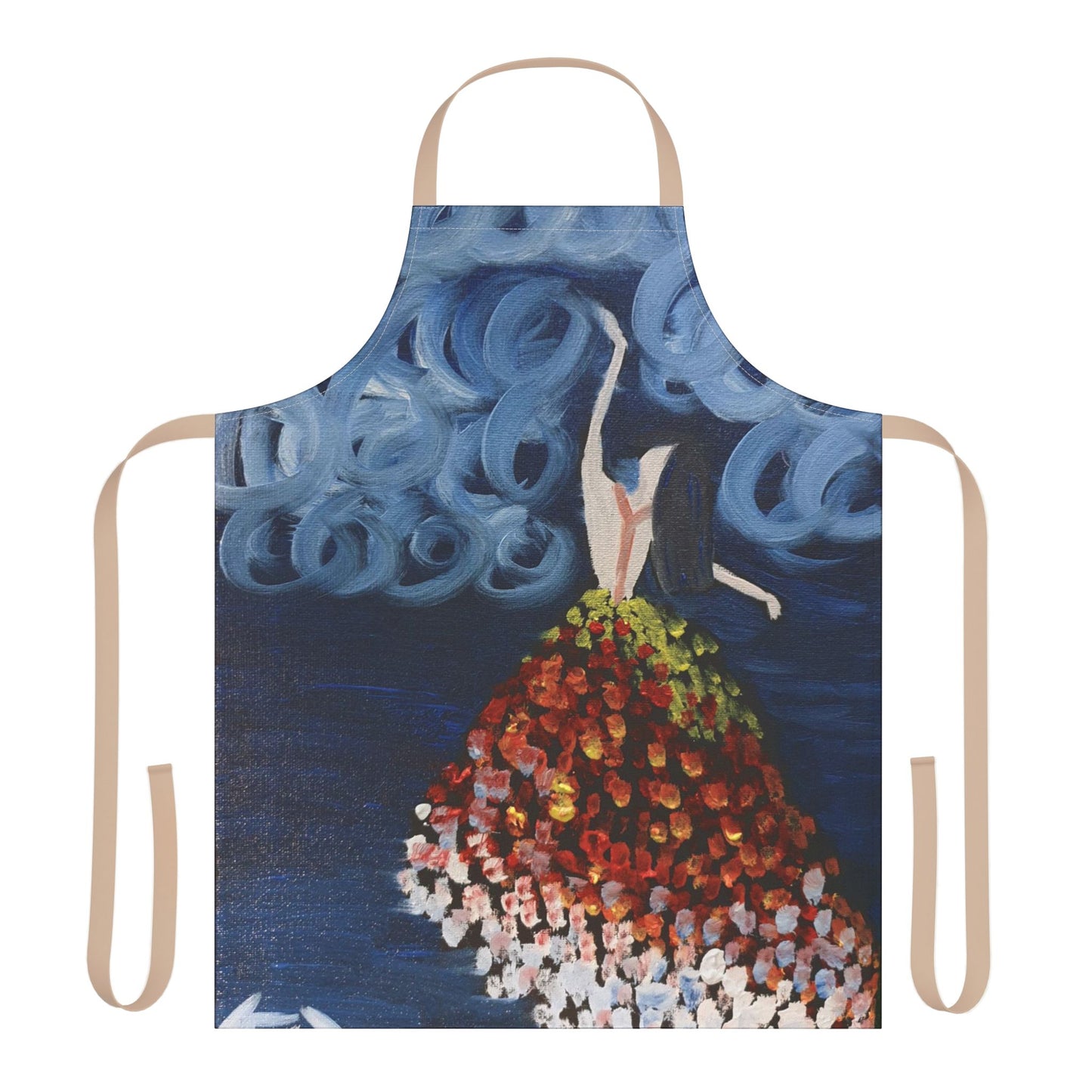 Artistic Floral Apron with 5-Color Straps - Perfect for Creative Chefs