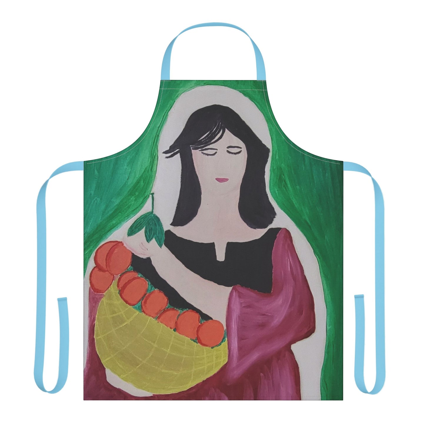 Artistic Cooking Apron with 5-Color Straps - Vibrant Design for Home Chefs