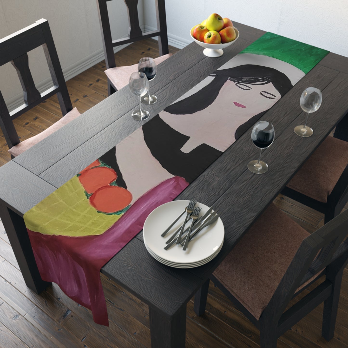 Artistic Cotton Table Runner - Contemporary Decor for Dining Spaces