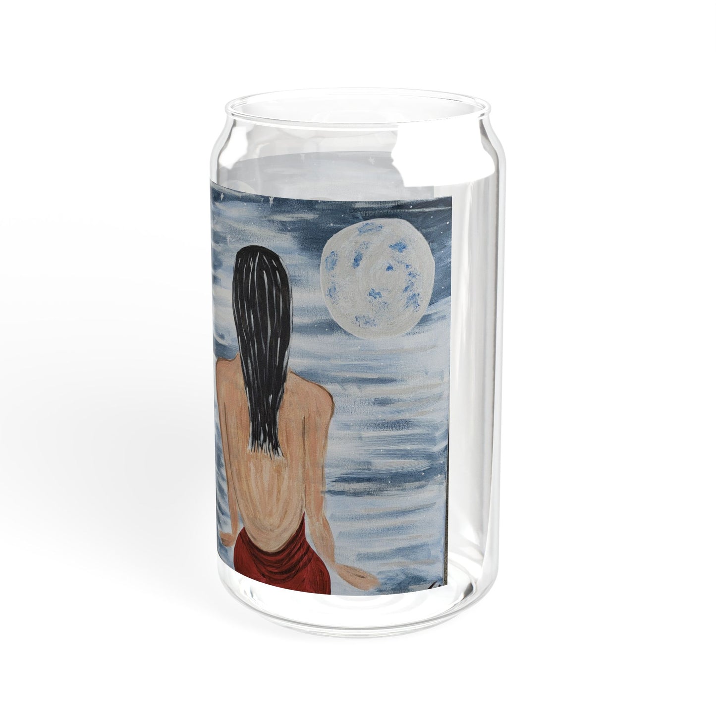 Serene Moonlit Sipper Glass - 16oz with Bamboo Lid - Perfect for Relaxation & Gifts