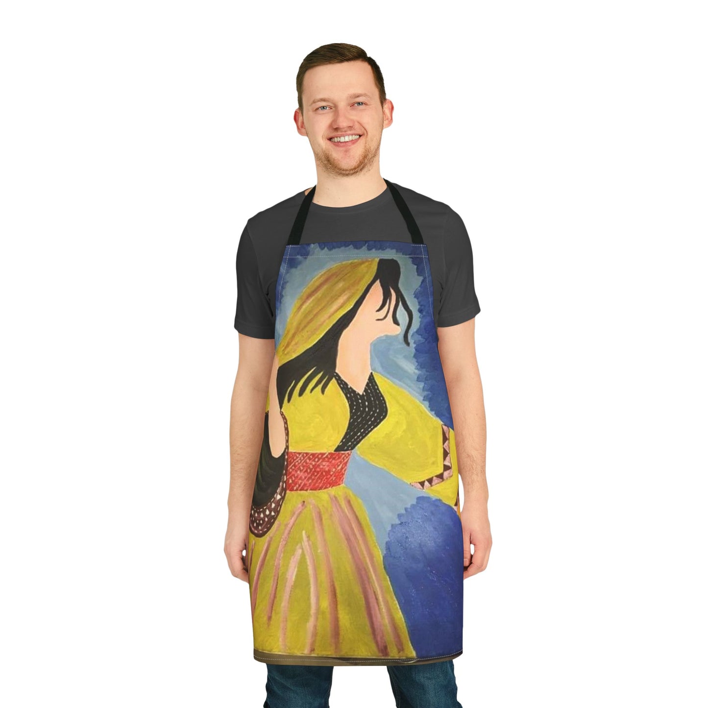 Bohemian Art Apron with 5-Color Straps - Unique Kitchen Accessory for Cooking & Baking