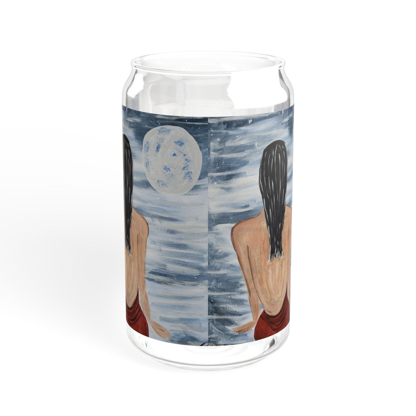 Serene Moonlit Sipper Glass - 16oz with Bamboo Lid - Perfect for Relaxation & Gifts