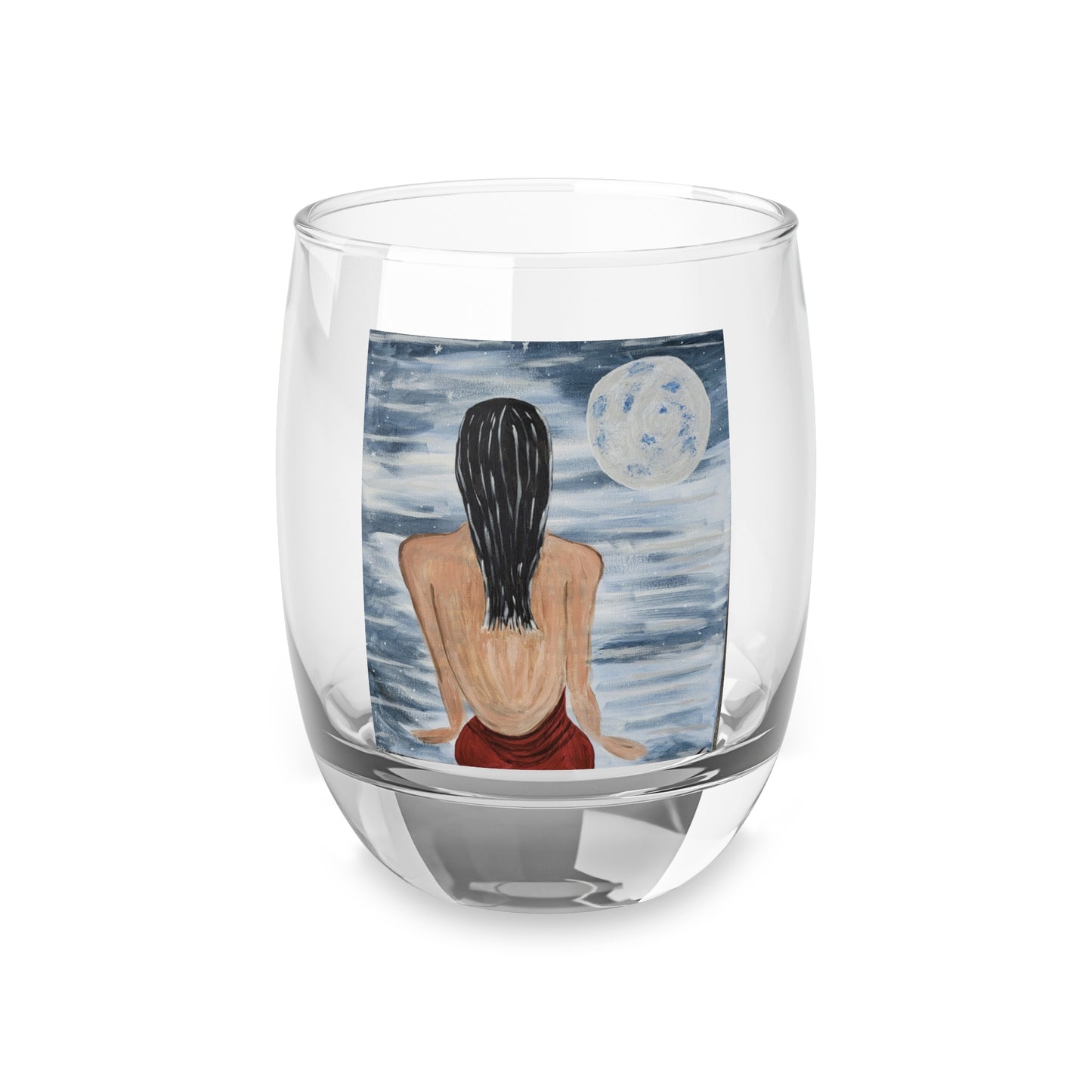 Moonlit Serenity Whiskey Glass - Artistic Drinking Glass for Home Bar & Whiskey Lovers