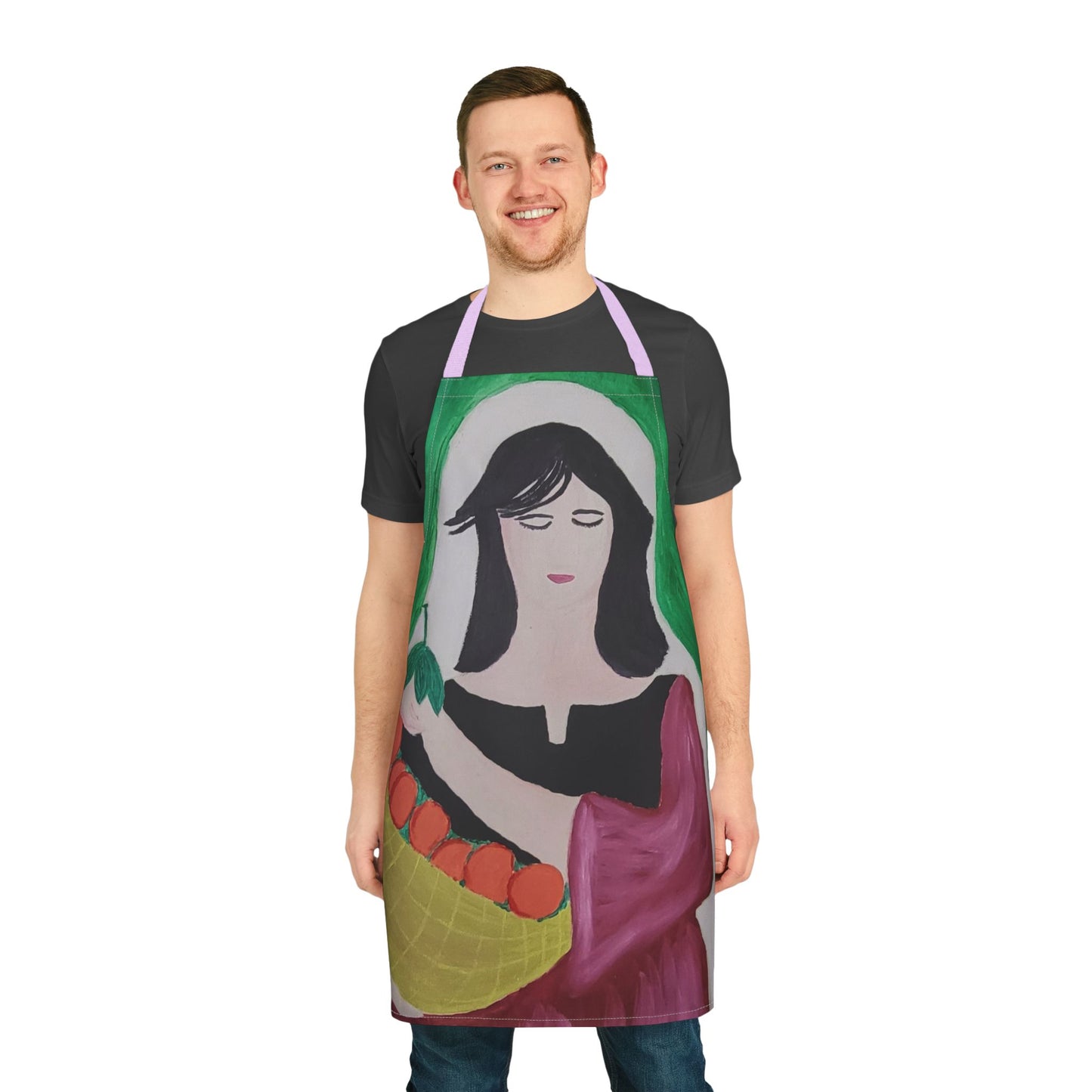 Artistic Cooking Apron with 5-Color Straps - Vibrant Design for Home Chefs