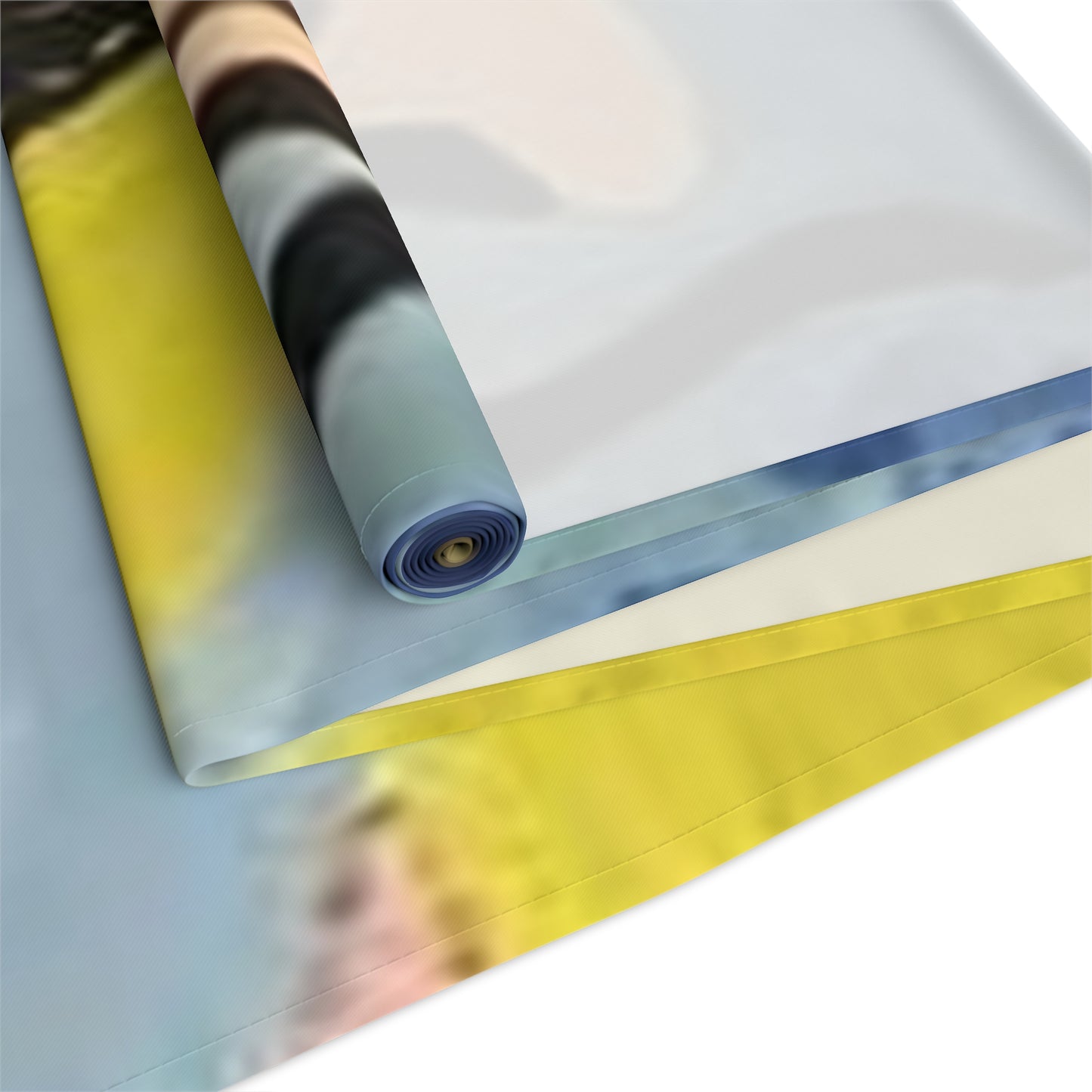 Artistic Cotton Table Runner - Colorful Abstract Design for Dining Decor
