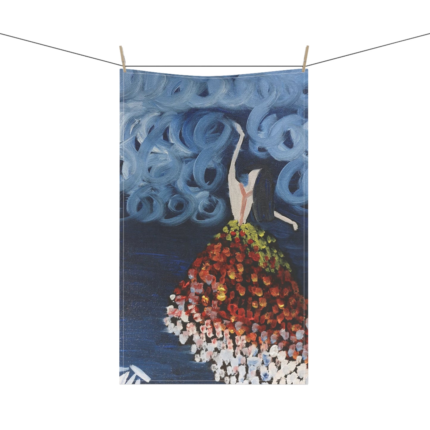 Artistic Cotton Tea Towel – Floral Design for Kitchen Decor & Gift