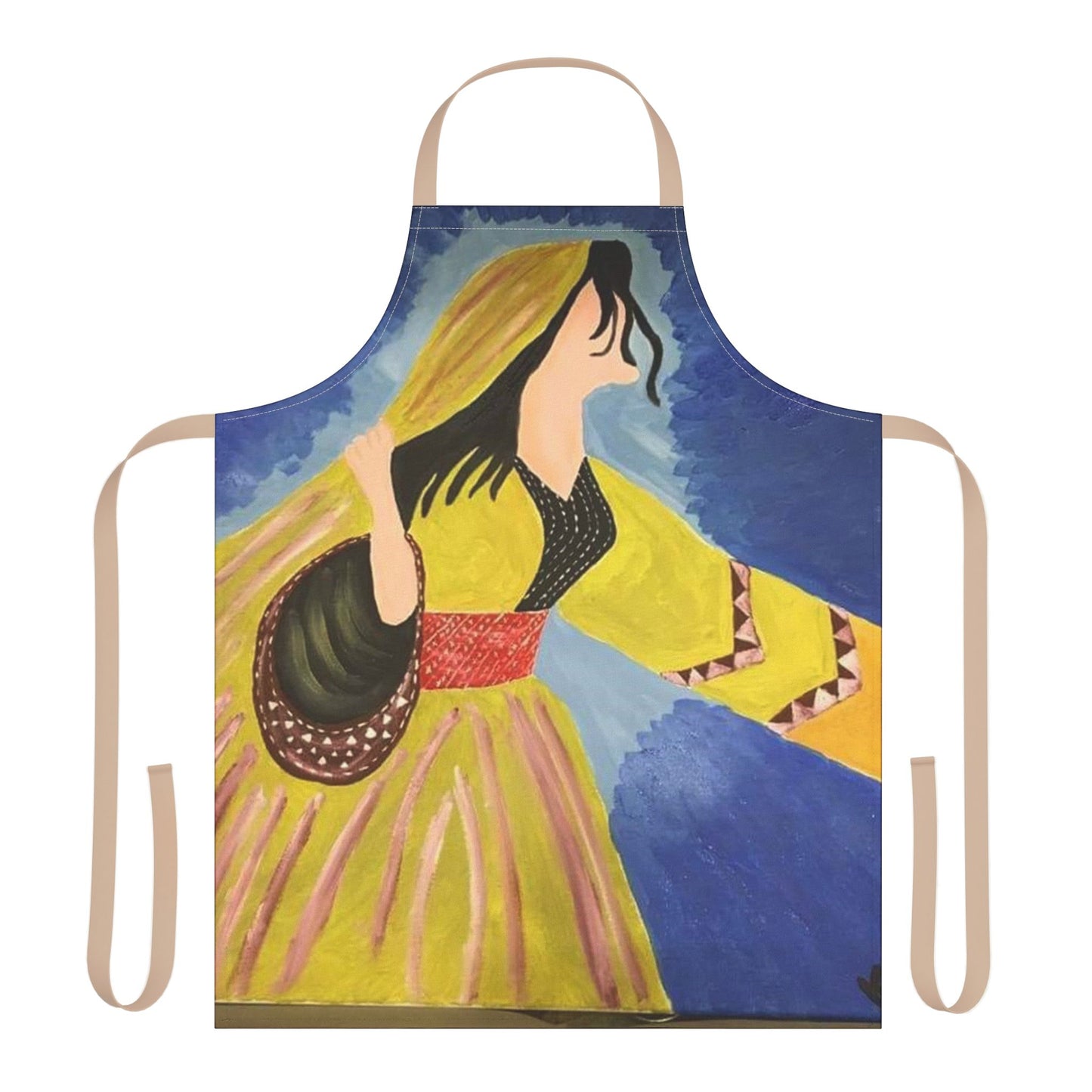 Bohemian Art Apron with 5-Color Straps - Unique Kitchen Accessory for Cooking & Baking