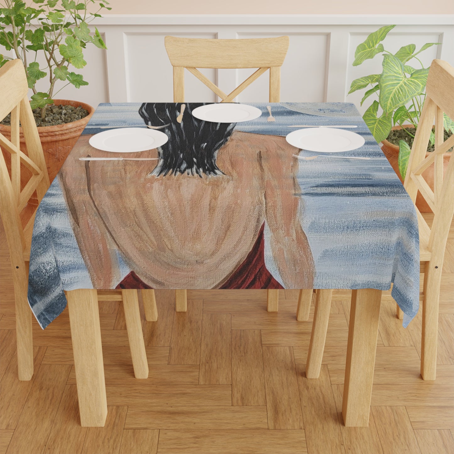 Serene Moonlit Tablecloth - Artistic Dinner Decor for Relaxing Gatherings