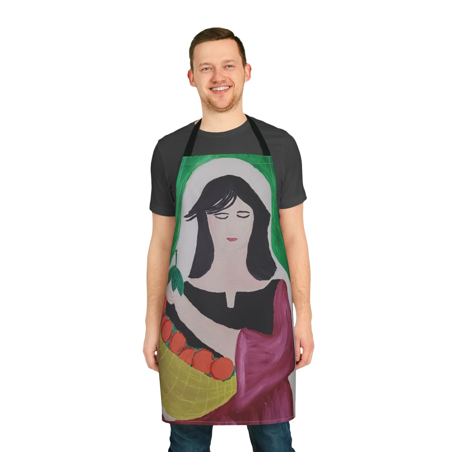 Artistic Cooking Apron with 5-Color Straps - Vibrant Design for Home Chefs