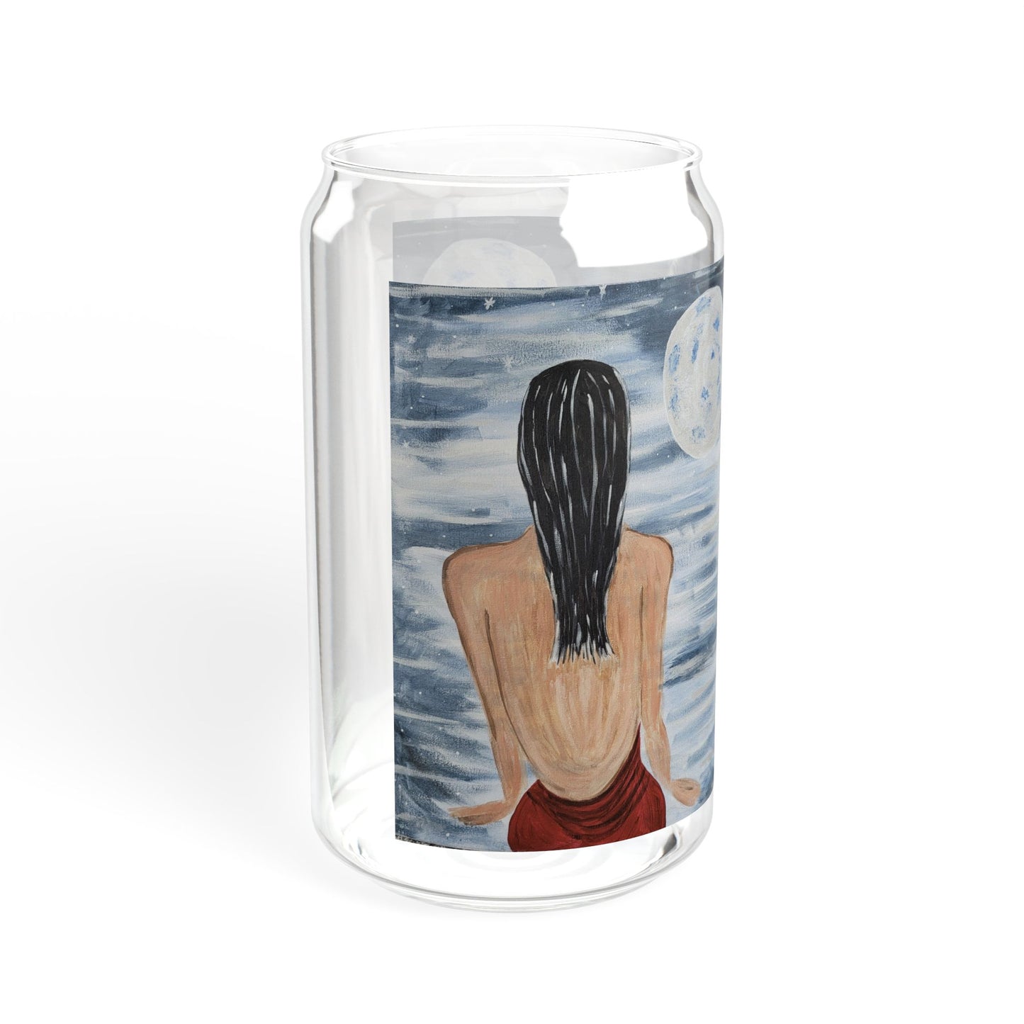 Serene Moonlit Sipper Glass - 16oz with Bamboo Lid - Perfect for Relaxation & Gifts