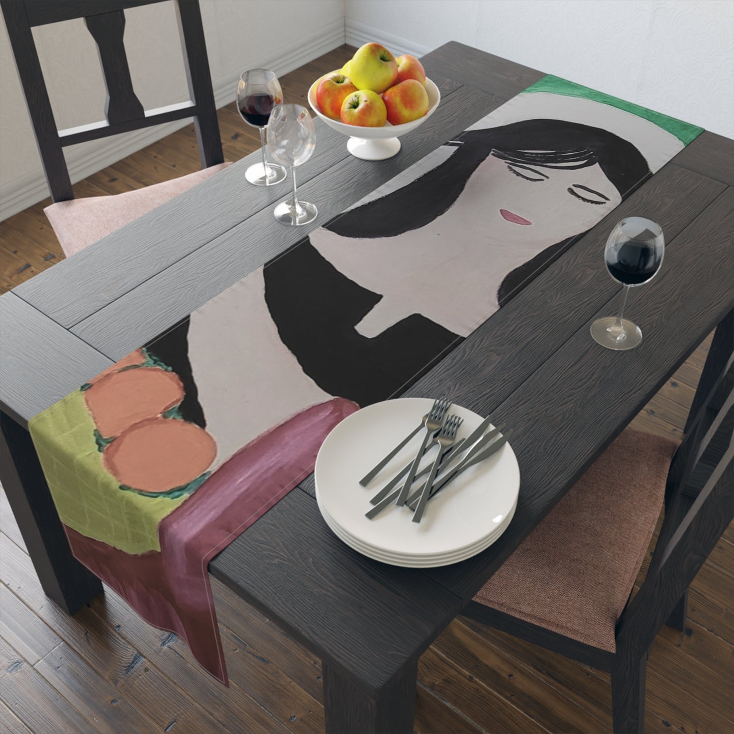 Artistic Cotton Table Runner - Contemporary Decor for Dining Spaces