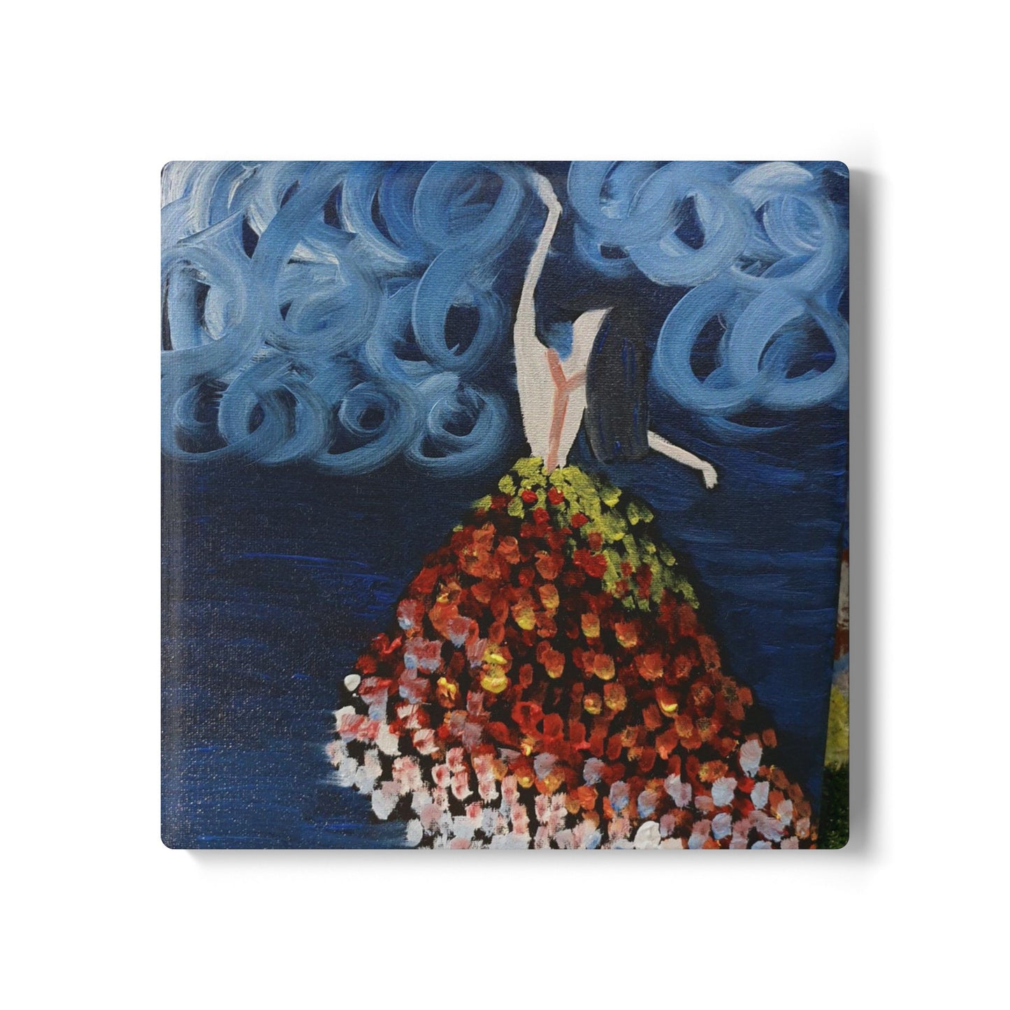 Artistic Floral Ceramic Coaster - Elegant Home Decor & Gift