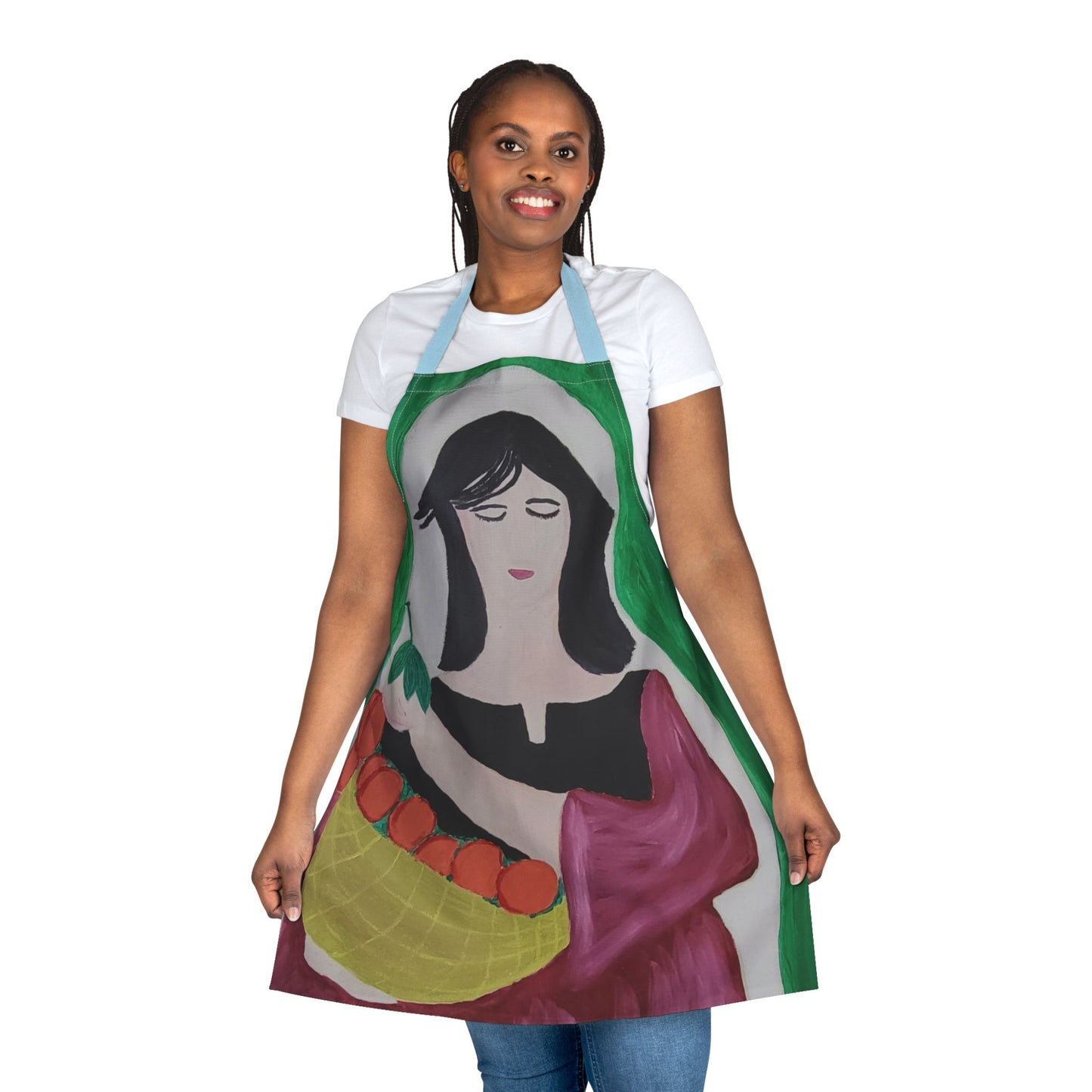 Artistic Cooking Apron with 5-Color Straps - Vibrant Design for Home Chefs