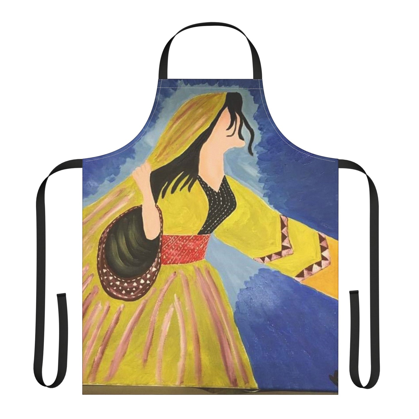 Bohemian Art Apron with 5-Color Straps - Unique Kitchen Accessory for Cooking & Baking