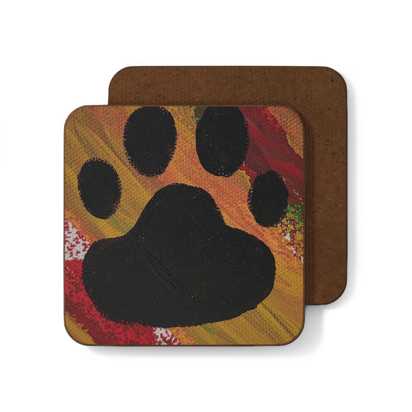 Artistic Paw Print Hardboard Coaster - Perfect for Animal Lovers