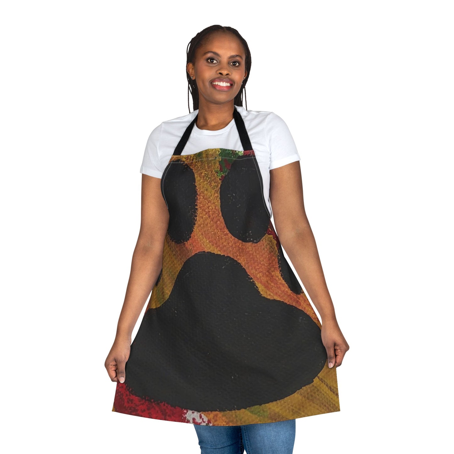 Artistic Paw Print Apron with 5-Color Straps – Perfect for Pet Lovers and Chefs!