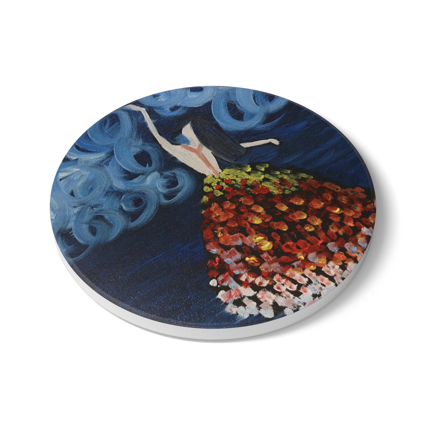Artistic Floral Ceramic Coaster - Elegant Home Decor & Gift