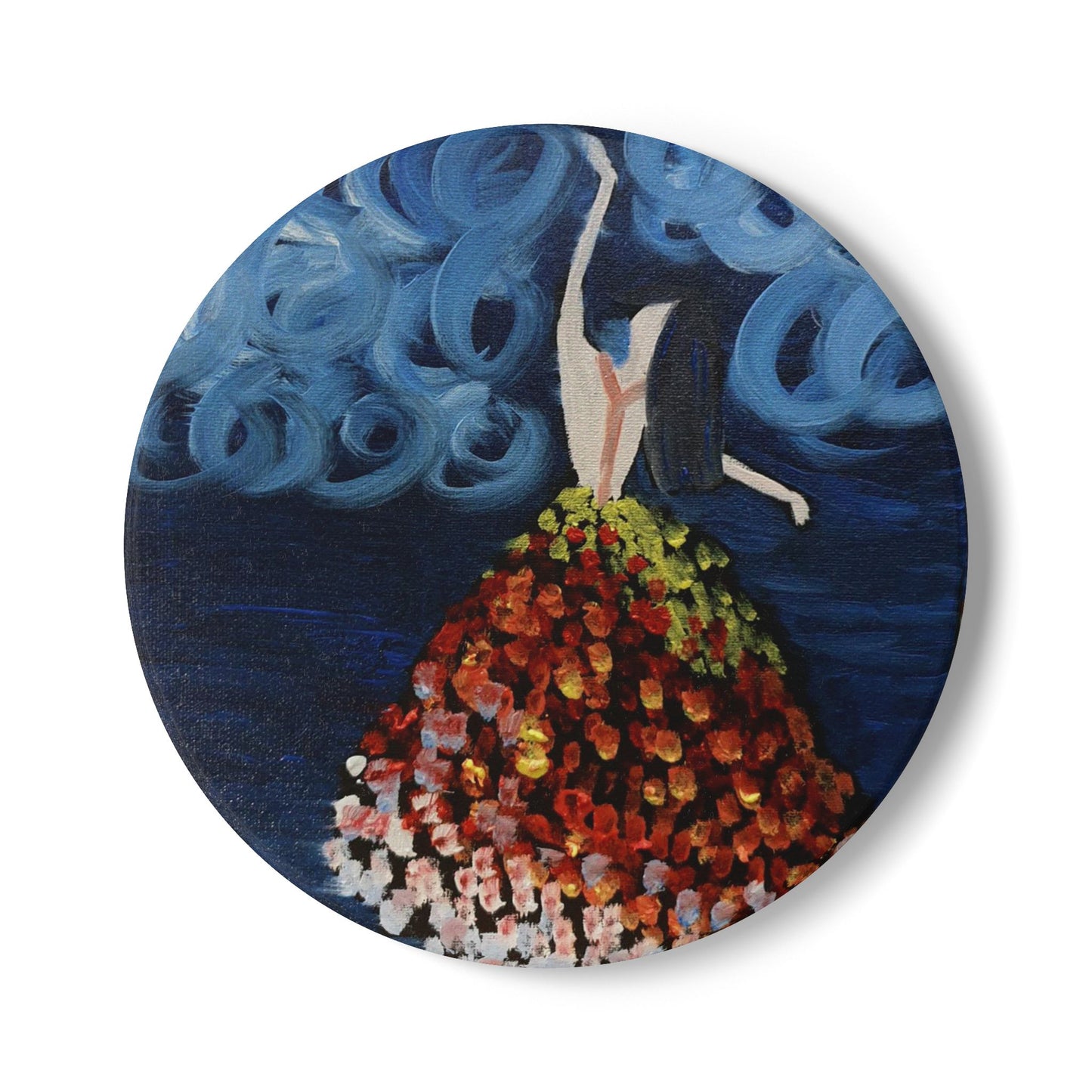 Artistic Floral Ceramic Coaster - Elegant Home Decor & Gift