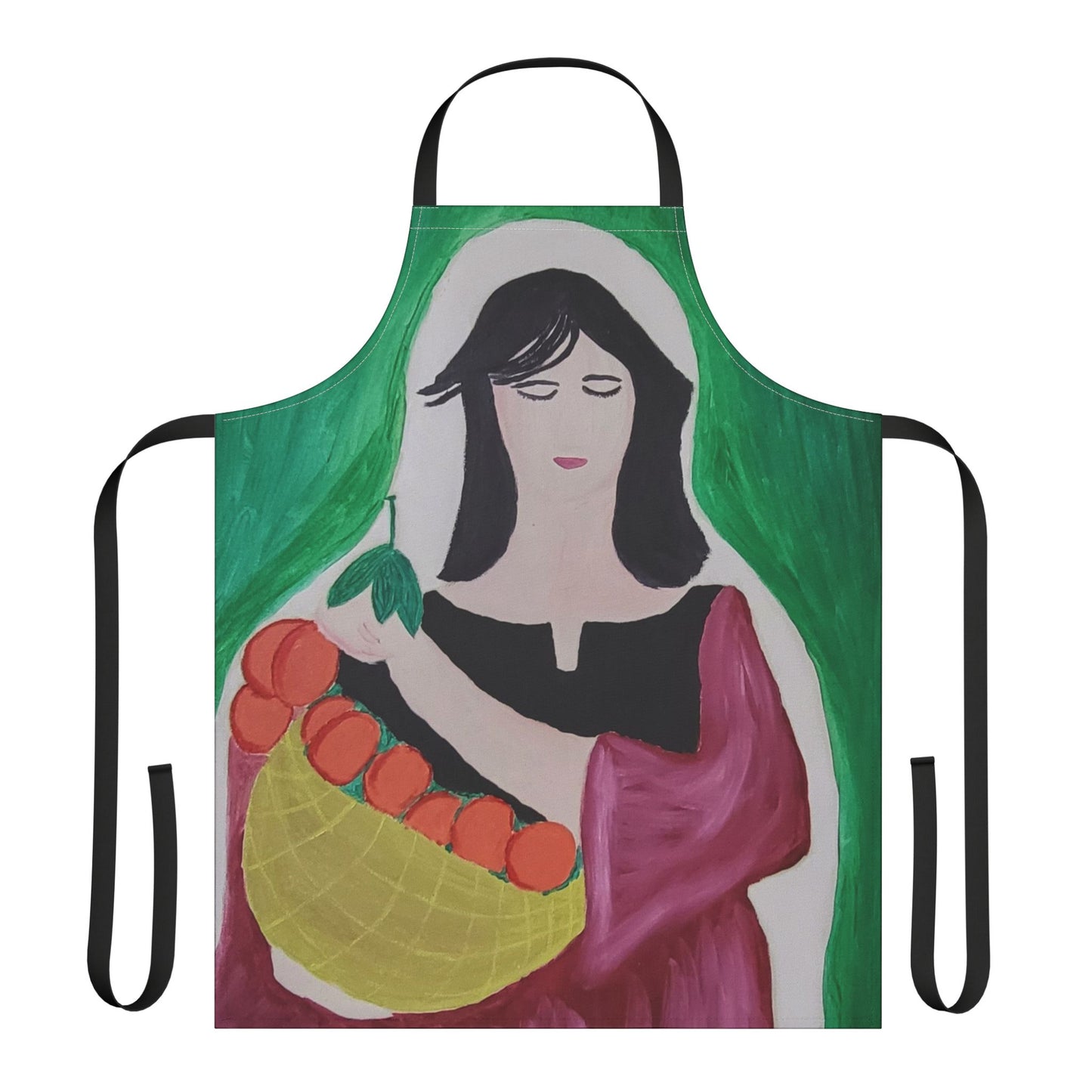 Artistic Cooking Apron with 5-Color Straps - Vibrant Design for Home Chefs