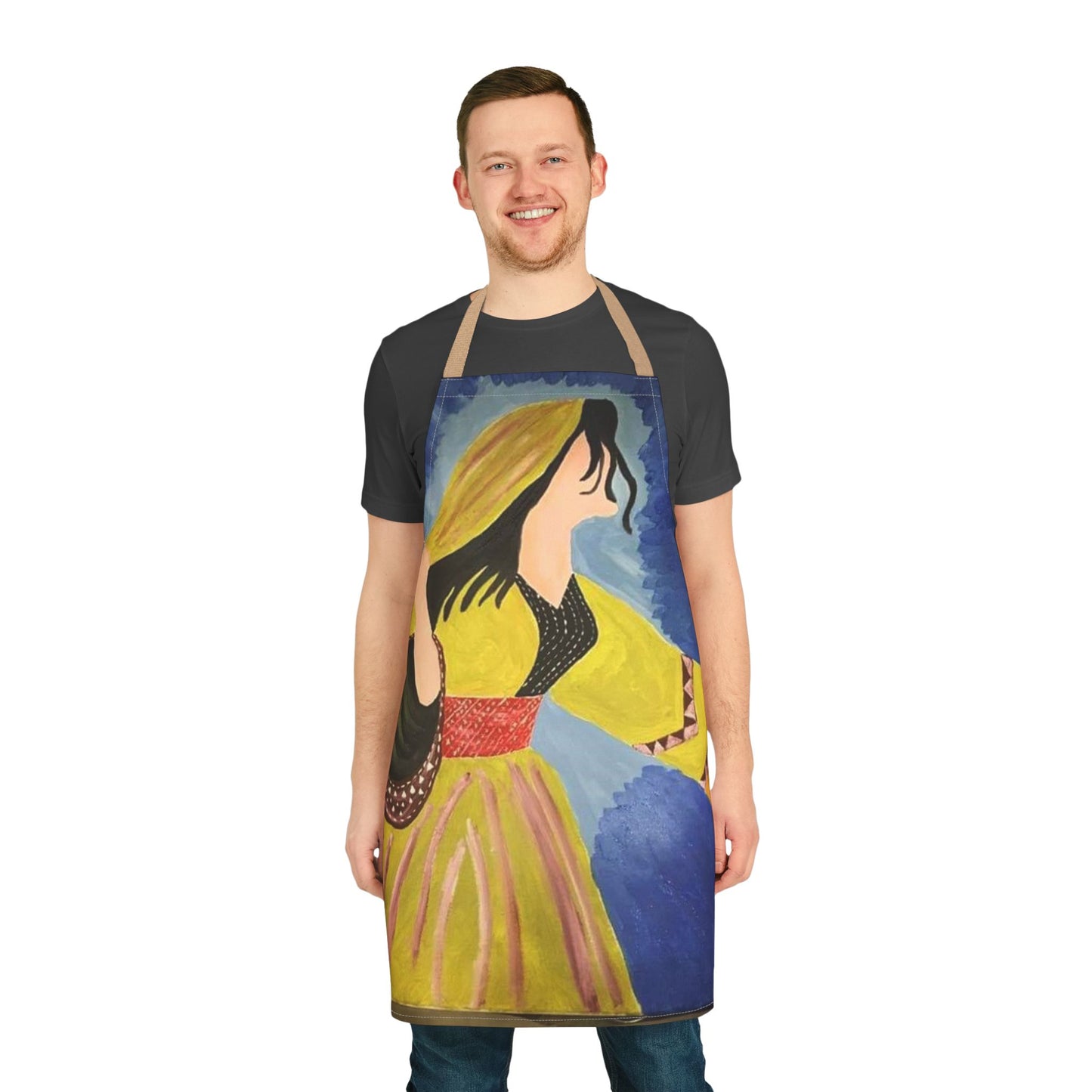 Bohemian Art Apron with 5-Color Straps - Unique Kitchen Accessory for Cooking & Baking