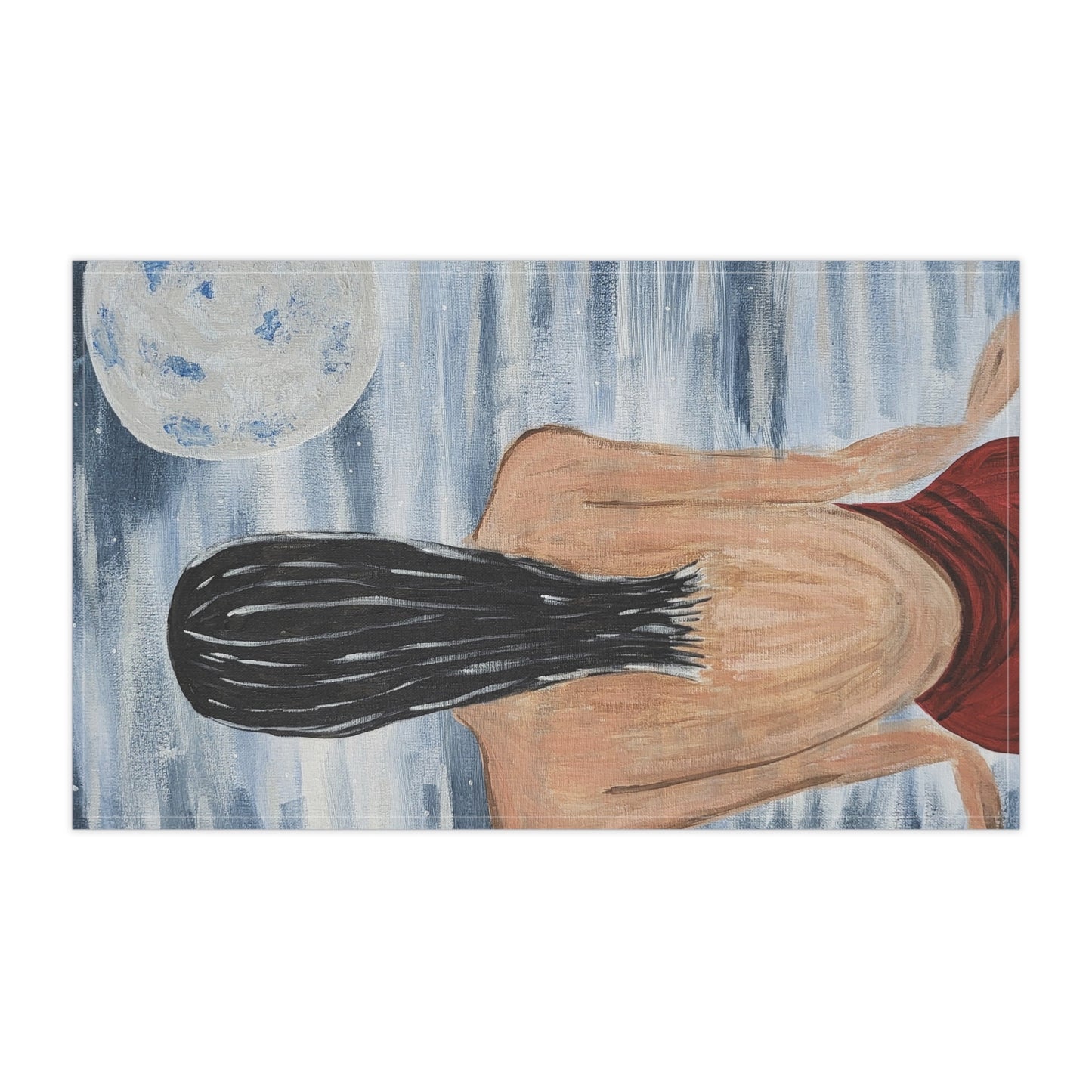 Tranquil Moonlit Watercolor Tea Towels - Artistic Cotton & Poly Kitchen Decor