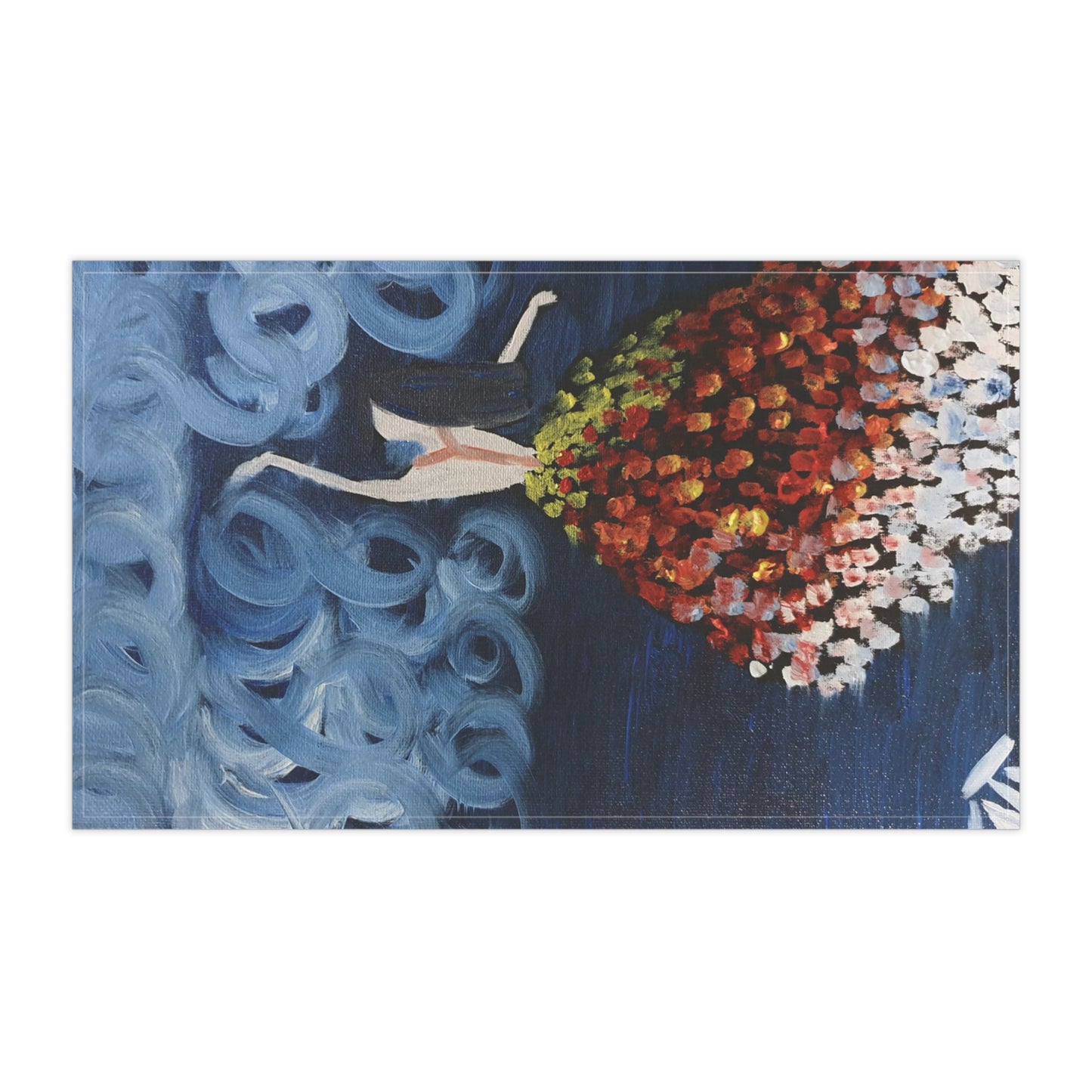 Artistic Cotton Tea Towel – Floral Design for Kitchen Decor & Gift