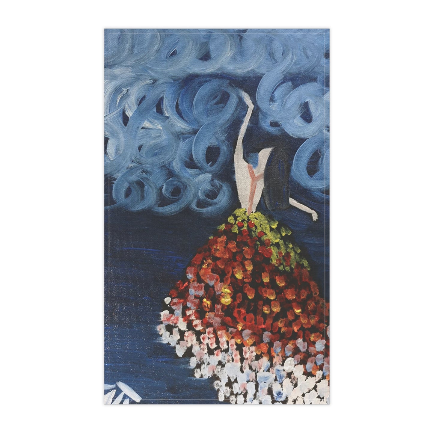 Artistic Cotton Tea Towel – Floral Design for Kitchen Decor & Gift