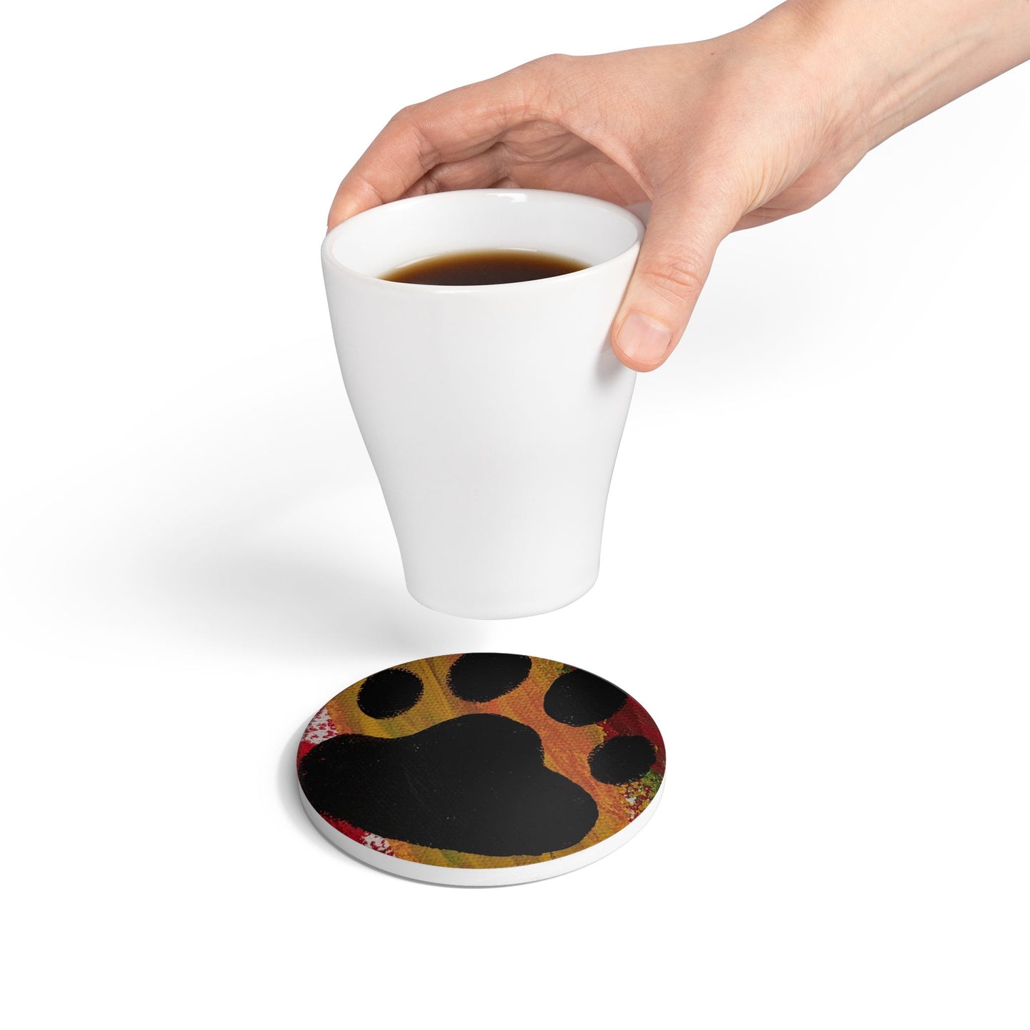 Paw Print Ceramic Coaster - Colorful Dog & Cat Lover Gift