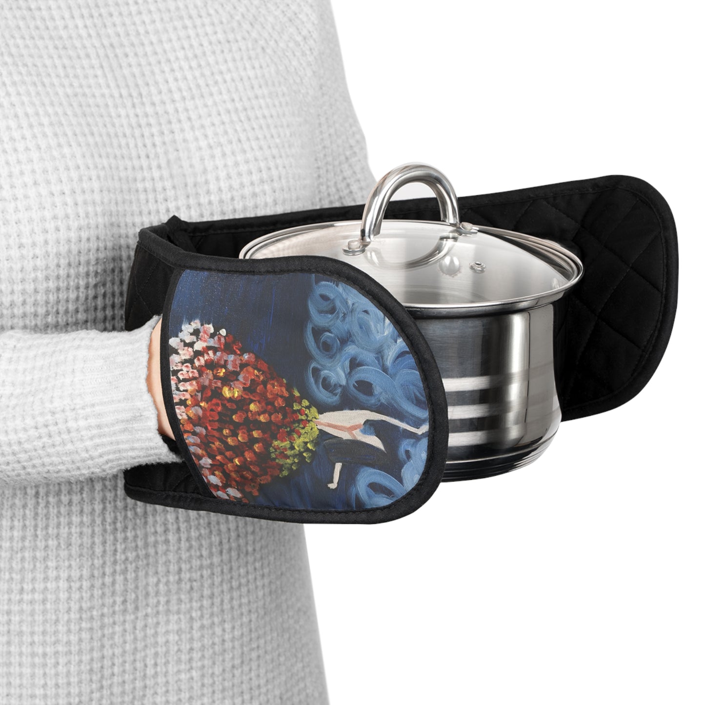 Artistic Oven Mitts with Colorful Floral Design - Perfect for Home & Gifting