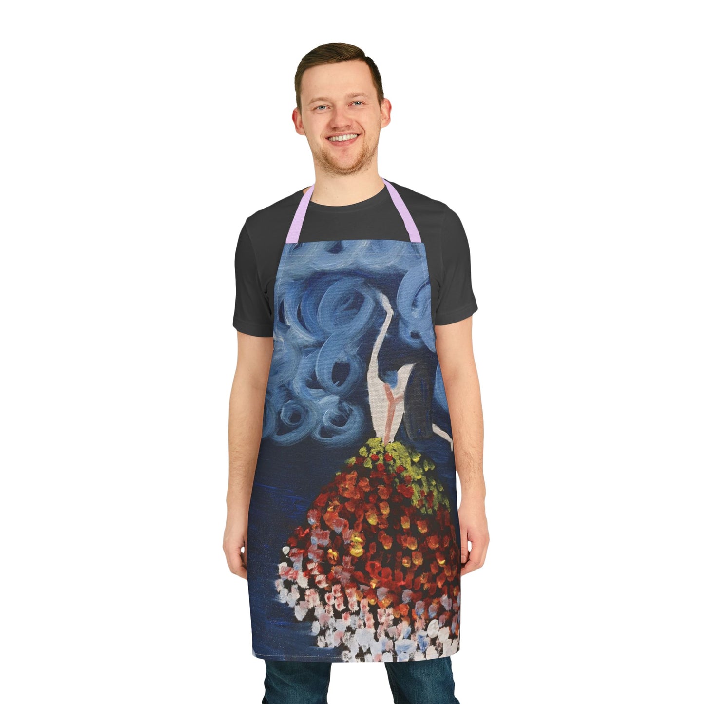 Artistic Floral Apron with 5-Color Straps - Perfect for Creative Chefs