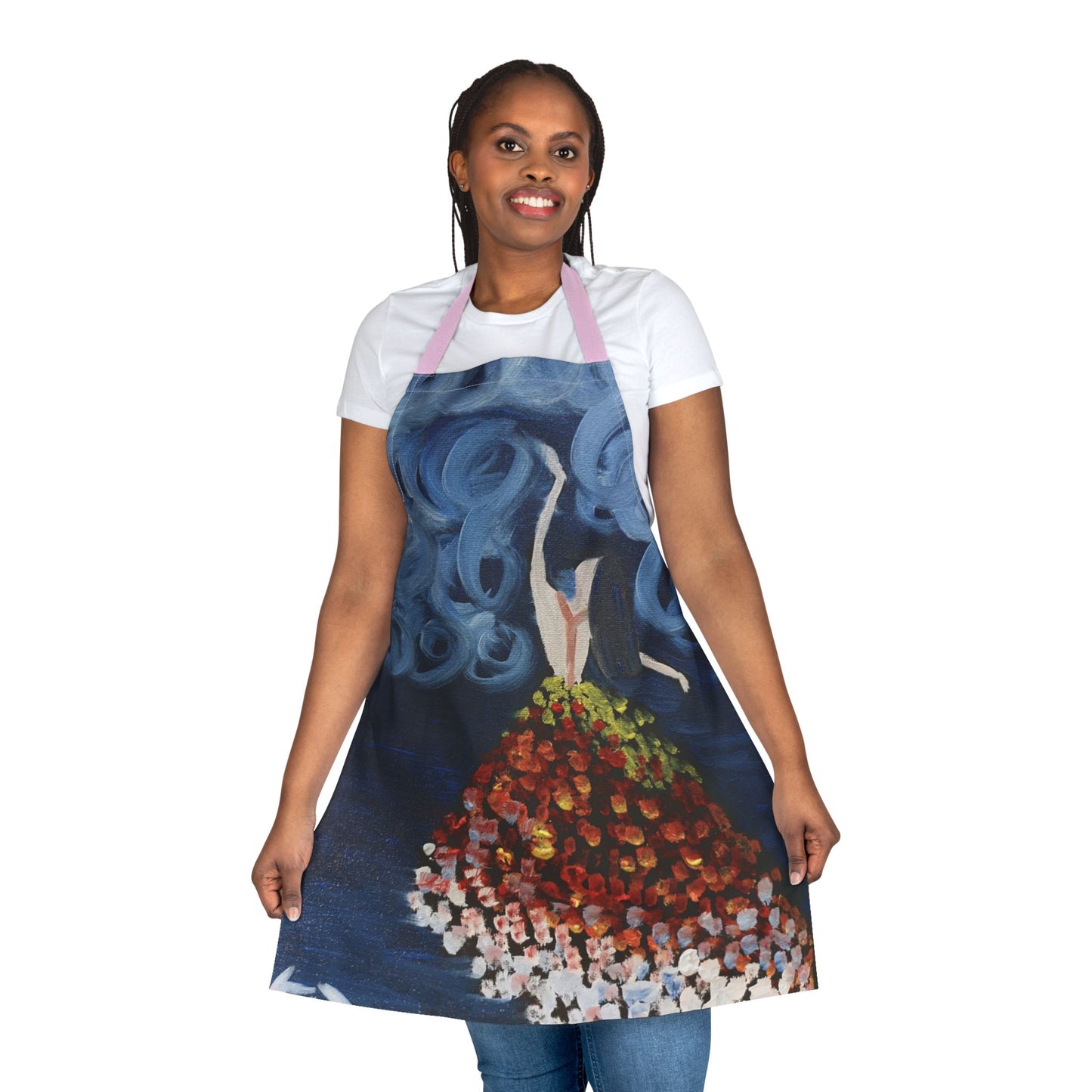 Artistic Floral Apron with 5-Color Straps - Perfect for Creative Chefs