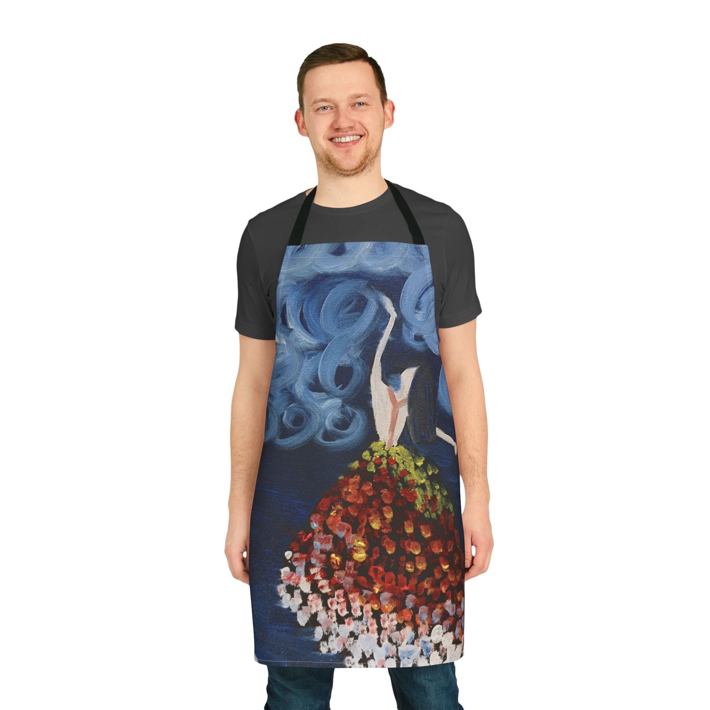 Artistic Floral Apron with 5-Color Straps - Perfect for Creative Chefs