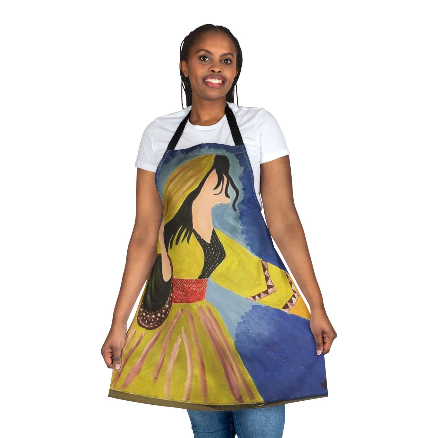 Bohemian Art Apron with 5-Color Straps - Unique Kitchen Accessory for Cooking & Baking