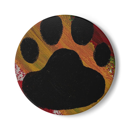 Paw Print Ceramic Coaster - Colorful Dog & Cat Lover Gift