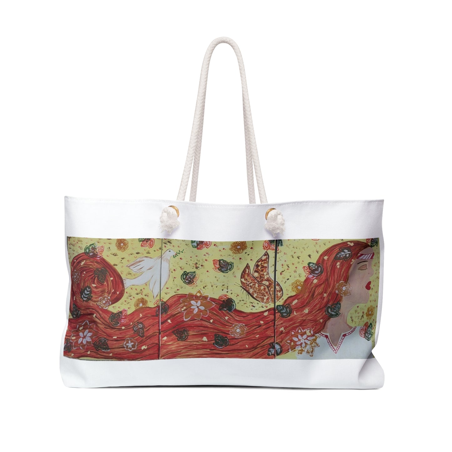 Artistic Weekender Bag - Bohemian Style Travel Tote with Nature Design