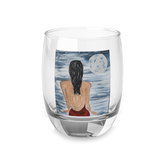 Moonlit Serenity Whiskey Glass - Artistic Drinking Glass for Home Bar & Whiskey Lovers