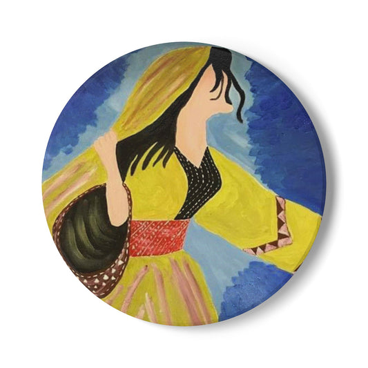 Artisan Ceramic Coaster with Ethnic Design - Perfect for Home Decor and Gifts
