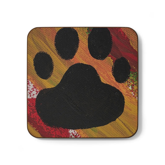Artistic Paw Print Hardboard Coaster - Perfect for Animal Lovers