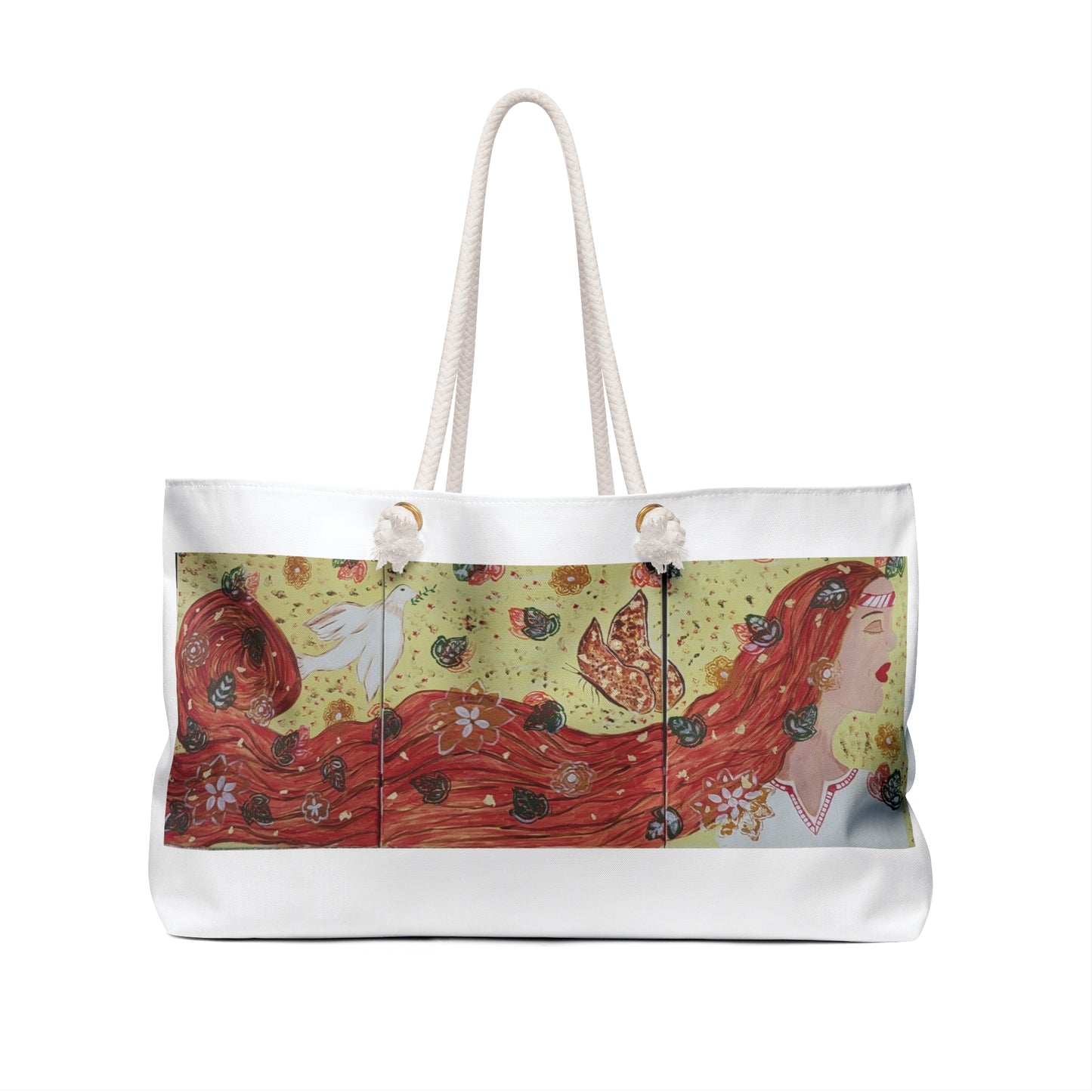 Artistic Weekender Bag - Bohemian Style Travel Tote with Nature Design