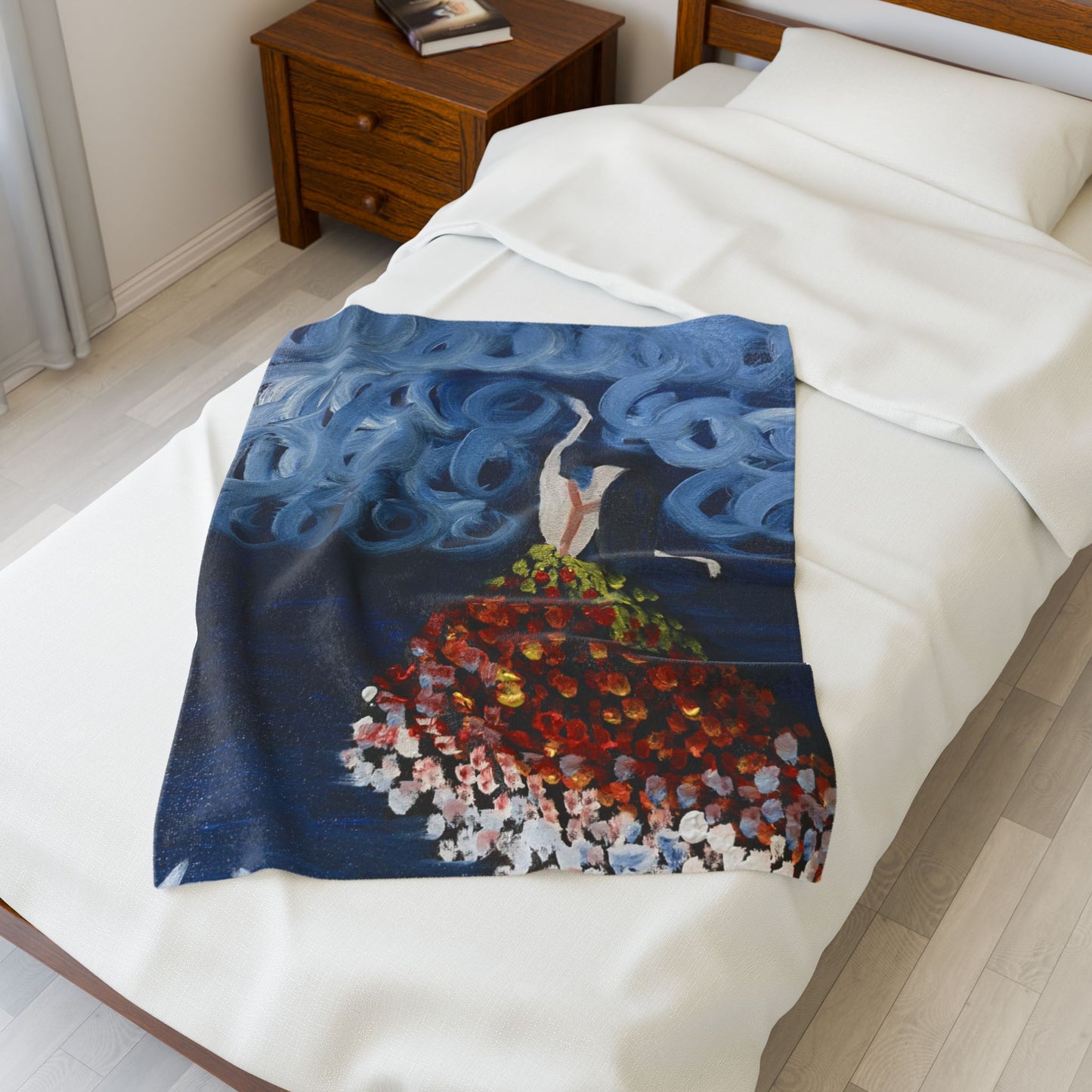 Artistic Velveteen Plush Blanket - Cozy Flower Design for Home Decor
