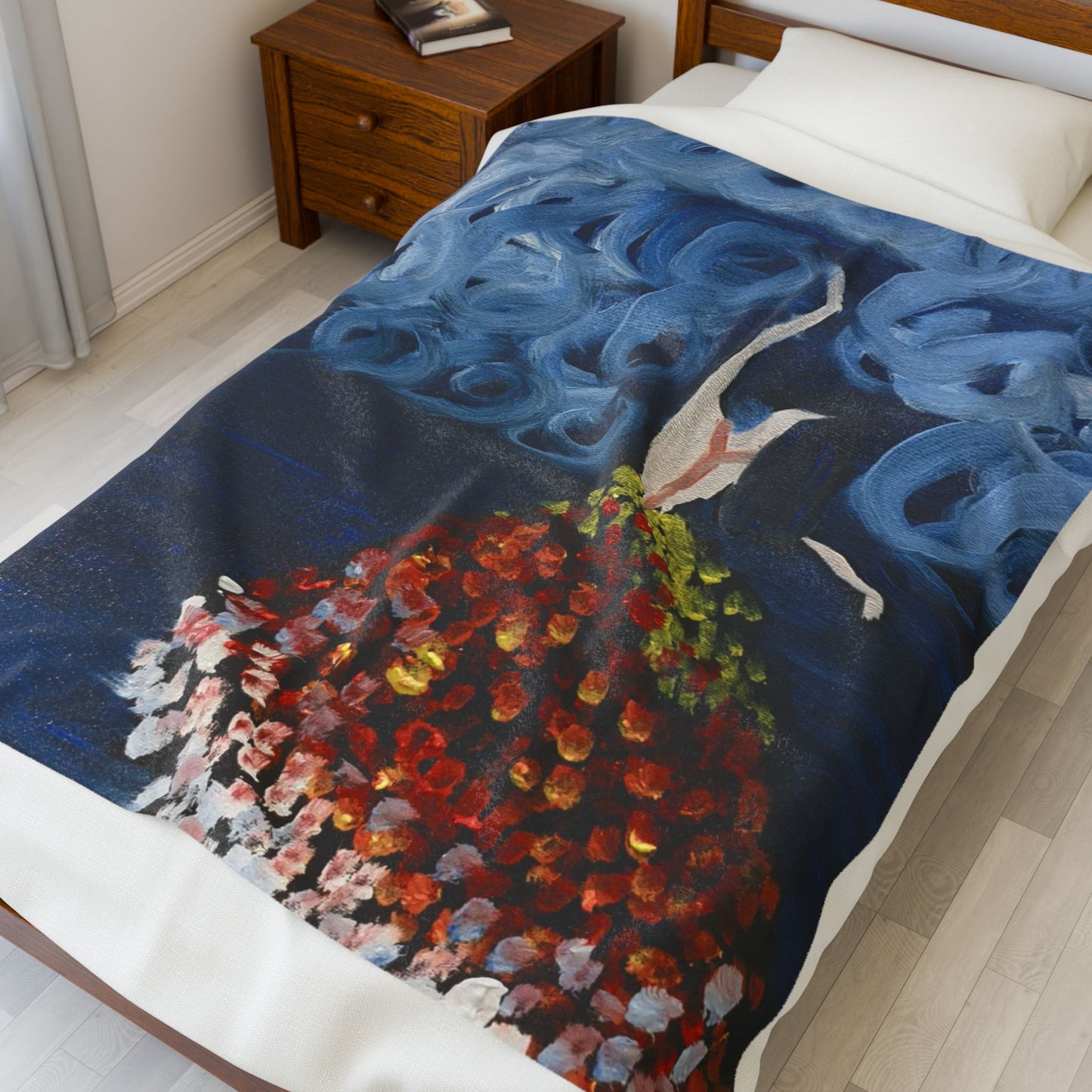 Artistic Velveteen Plush Blanket - Cozy Flower Design for Home Decor
