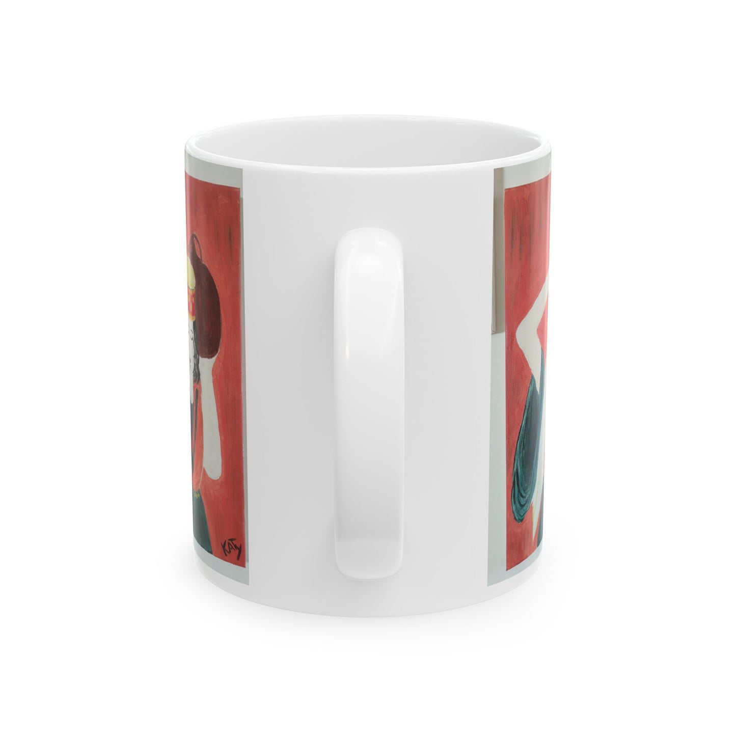 Artistic Ceramic Mug - Cultural Woman Design, 11oz & 15oz