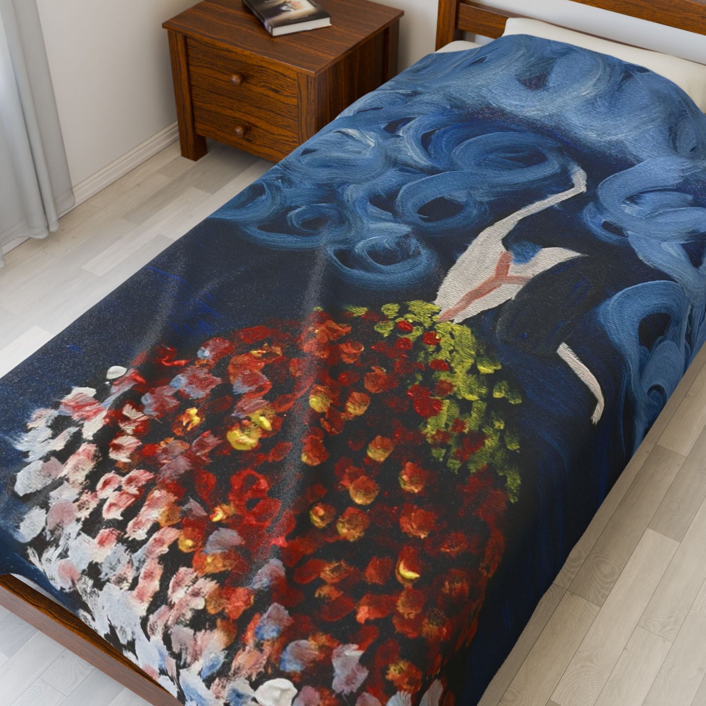 Artistic Velveteen Plush Blanket - Cozy Flower Design for Home Decor